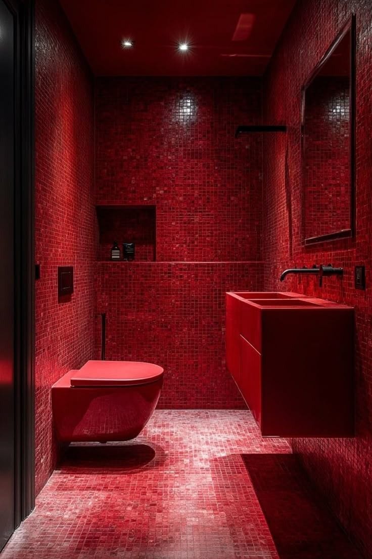 Crimson Mosaic Powder Room